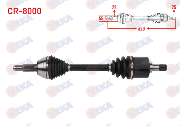 VEKA CR-8000 | Komple Aks Sol Ön Uzunluk 620mm Chery Alıa 1.6 2006-2009