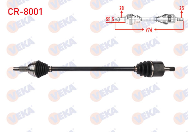 VEKA CR-8001 | Komple Aks Sağ On Uzunluk 976mm Chery Alıa 1.6 2006-2009