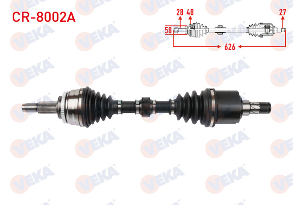 VEKA CR-8002A | Komple Aks Sol Ön ABS'li 48 Dıs Uzunluk 626mm Chery Tıggo 8 Pro 1.6 T-GDI