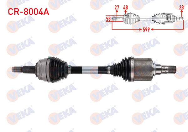 VEKA CR-8004A | Komple Aks Sol Ön ABS'li 48 Dıs Uzunluk 599mm Chery Tıggo 7 Pro