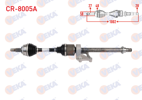 VEKA CR-8005A | Komple Aks Sağ On ABS'li 48 Dıs Uzunluk 1002mm Chery Tıggo 7 Pro