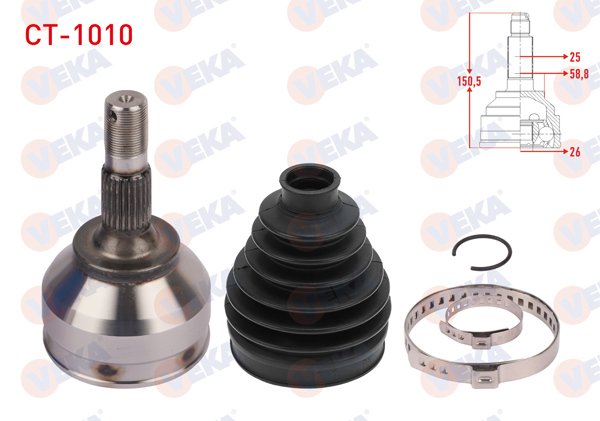 VEKA CT-1010 | Aks Kafası Sol-Sağ On Dıs Uzunluk 150,5mm Citroen C5 II (Rc) 1.6 HDI M-T 2004-2008