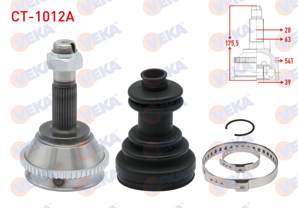 VEKA CT-1012A | Aks Kafası Sol-Sağ On Dıs Fiat Ducato (230) 2.5 TDI 14Q 15 Jant ABS'li 54 Dıs 28X39x63 Uzunluk 175,5 mm 1994-2002