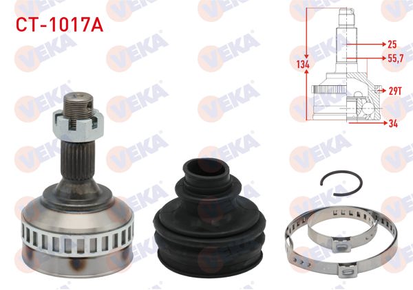 VEKA CT-1017A | Aks Kafası Sol-Sağ On Dıs Peugeot Partner (5,5F) 1.9 D ABS'li 29 Dıs 25X34x58,4 Uzunluk 135 mm 1996-2008