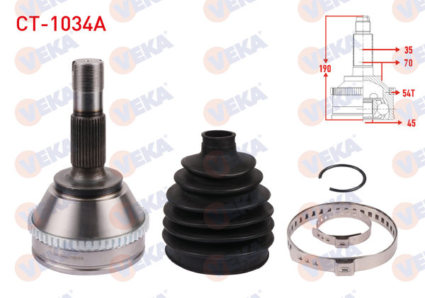 VEKA CT-1034A | Aks Kafası Sol-Sağ On Dıs Fiat Ducato (230) 2.5 TDI 18Q ABS'li 54 Dıs 16 Jant 35X45x70 Uzunluk 190 mm 1994-2002