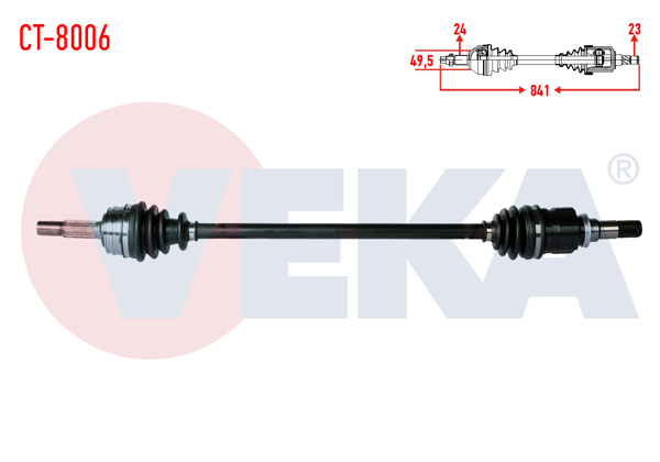 VEKA CT-8006 | Komple Aks Sağ On Citroen C1 (Pm_, Pn_) 1.0 Uzunluk 841mm 2005-2015