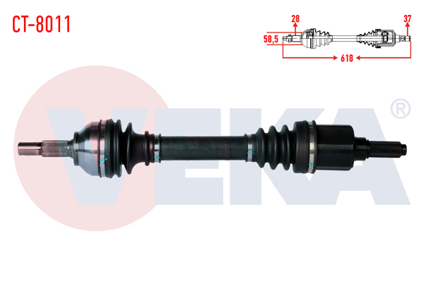 VEKA CT-8011 | Komple Aks Sol Ön Citroen C5 III (Rd) 2.0 HDI A-T Uzunluk 618mm 2008-2015