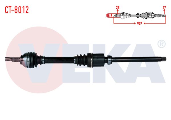 VEKA CT-8012 | Komple Aks Sağ On Citroen C5 III (Rd) 2.0 HDI A-T Uzunluk 957mm 2008-2015