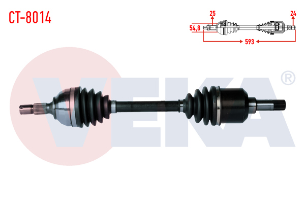 VEKA CT-8014 | Komple Aks Sol Ön Peugeot Partner (5,5F) 1.9 D Uzunluk 593mm 1996-2008
