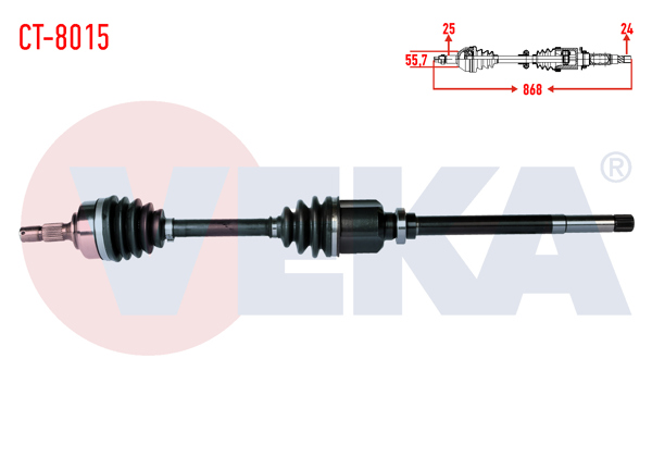VEKA CT-8015 | Komple Aks Sağ On Peugeot Partner (5,5F) 1.9 D Uzunluk 868mm 1996-2008