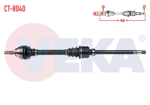VEKA CT-8040 | Komple Aks Sağ On Uzunluk 940mm Citroen Berlingo 1.6 HDI M-T 2008-/ C4 I, II 1.4 16V 1.6 HDI A-T / M-T 2009-/ Peugeot Partner Tepee 1.6 HDI 2008 -