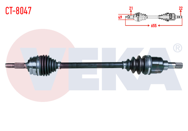 VEKA CT-8047 | Komple Aks Sol Ön Citroen C3 II 1.4 HDI M-T 21X22x49 Uzunluk 655mm 2009-2016
