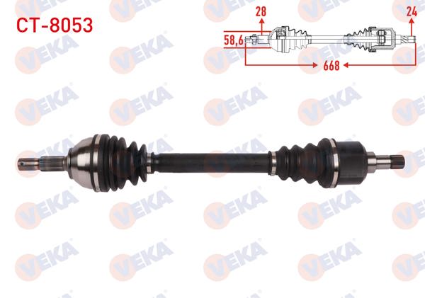 VEKA CT-8053 | Komple Aks Sol Ön Uzunluk 668mm Citroen C5 III 1.6 HDI A-T 2008-2015 / Peugeot 508 1.6 Thp A-T 2010 -