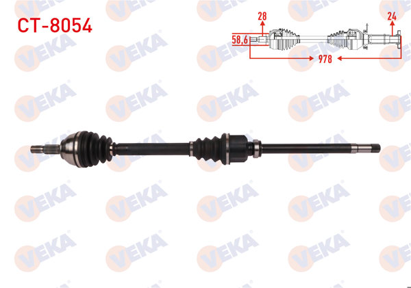 VEKA CT-8054 | Komple Aks Sağ On Uzunluk 978mm Citroen C5 III 1.6 HDI A-T 2008-2015 / Peugeot 508 1.6 Thp A-T 2010 -