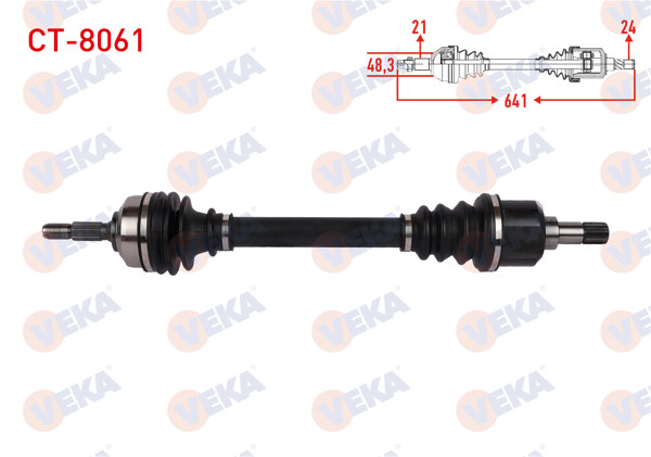 VEKA CT-8061 | Komple Aks Sol Ön Uzunluk 641mm Citroen C3 III 1.6 Blue HDI 2018-/ C4 Cactus 1.2 Thp-1.6 Blue HDI 2014-/ Peugeot 208 1.2 VTI M-T 2012 -