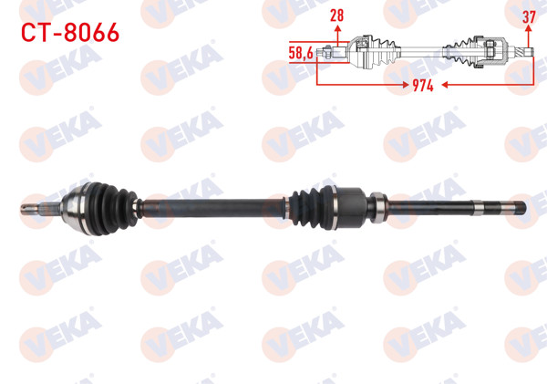 VEKA CT-8066 | Komple Aks Sağ On Uzunluk 974mm Citroen Jumpy Spacetourer 1.5 Bluehdı 2016-/ Peugeot Expert 1.5-1.6 Bluehdı 2016-/ Toyota Proace 1.5 D 2021 -