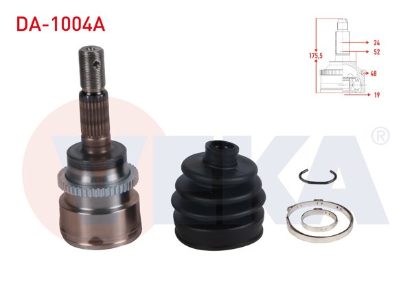 VEKA DA-1004A | Aks Kafası Sol-Sağ On Dıs Daihatsu Terios (J1) 1.3 ABS li 48 Dıs 24X19x52 Uzunluk 175.5mm 1997-2005
