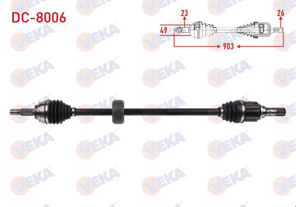 VEKA DC-8006 | Komple Aks Sağ On Uzunluk 903mm Dacia Logan II / Sandero II 1.0 Sce 6 M-T 2016 -