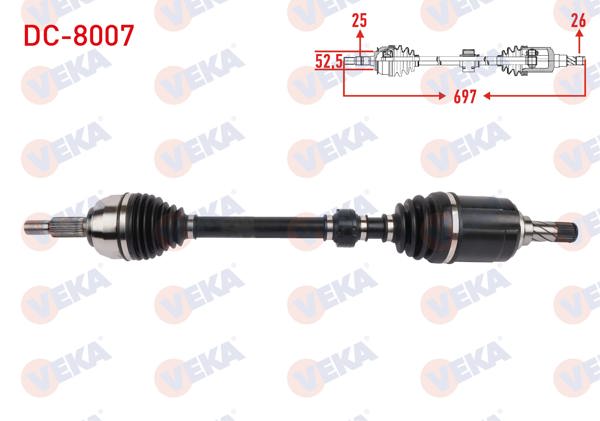 VEKA DC-8007 | Komple Aks Sol Ön Uzunluk 697mm Dacia Duster 1.0 TCE 2019 -