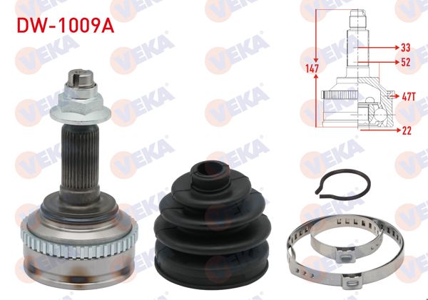 VEKA DW-1009A | Aks Kafası Sol-Sağ On Dıs Chevrolet Lacetti (J200) 1.4İ 16V ABS'li 47 Dıs 33X22x52 Uzunluk 147mm 2006-2012