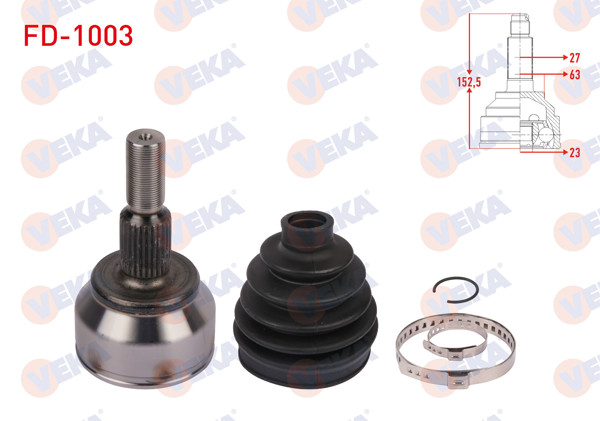 VEKA FD-1003 | Aks Kafası Sol-Sağ On Dıs Uzunluk 152,5mm Ford Focus III 1.6 Tı-Vct A-T 2011-2015