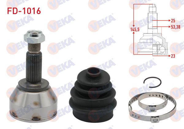 VEKA FD-1016 | Aks Kafası Sol-Sağ On Dıs Ford Focus I (Daw,Dbw) 1.4İ 16V 25X23x53,38 Uzunluk 145,5mm 1998-2004