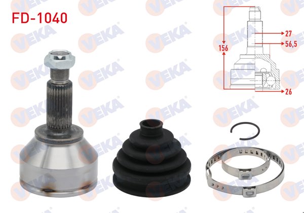 VEKA FD-1040 | Aks Kafası Sol-Sağ On Dıs Ford Mondeo III 2.0İ 16V 27X26x56 Uzunluk 155,4 mm 2000-2007