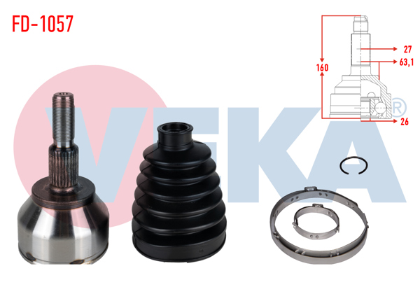 VEKA FD-1057 | Aks Kafası Sol-Sağ On Dıs Ford Focus III 2.0 TDCI M-T 27X26x63,10 Uzunluk 160mm 2011-2015