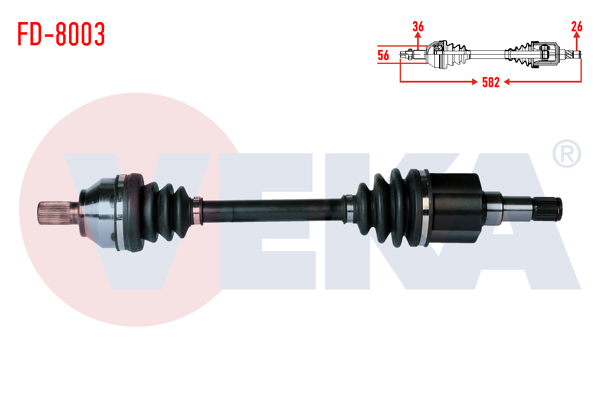 VEKA FD-8003 | Komple Aks Sol Ön Ford Focus II (Da) 1.6 TDCI Uzunluk 582mm 2004-2011