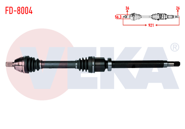 VEKA FD-8004 | Komple Aks Sağ On Ford Focus II (Da) 1.6 TDCI Uzunluk 921mm 2004-2011
