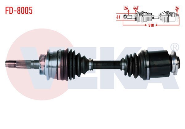 VEKA FD-8005 | Komple Aks Sol Ön ABS'li Uzunluk 510mm Ford Ranger 2.5 TDCI 4X4 1997-2006