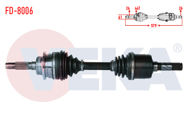 VEKA FD-8006 | Komple Aks Sağ On ABS'li Uzunluk 579mm Ford Ranger 2.5 TDCI 4X4 1997-2006