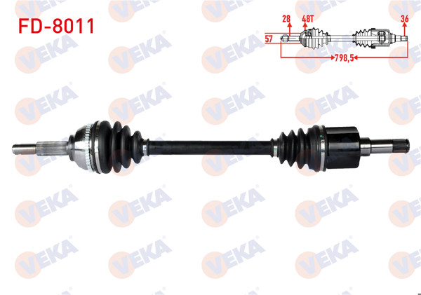 VEKA FD-8011 | Komple Aks Sol Ön Ford Transit (Fa_ _) 2.4 TDCI ABS'li 48 Dıs Uzunluk 798,5mm 2000-2006