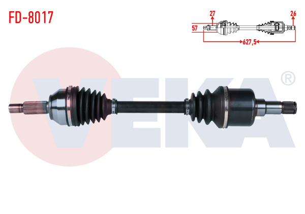VEKA FD-8017 | Komple Aks Sol Ön Ford Mondeo III 2.0İ 16V Uzunluk 627,5mm 2000-2007