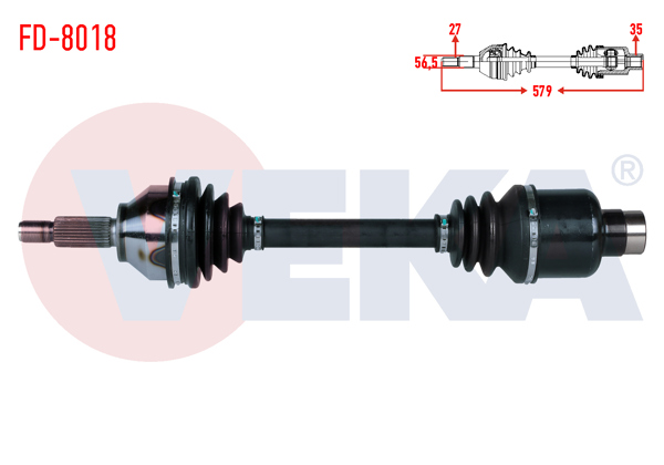 VEKA FD-8018 | Komple Aks Sağ On Ford Mondeo III 2.0İ 16V Uzunluk 579mm 2000-2007