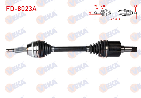 VEKA FD-8023A | Komple Aks Sol Ön Ford Transit (V347) 2.2 TDCI 115Ps-140Ps (Kalın Mil) ABS'li 48 Dıs Uzunluk 754mm 2006-2014