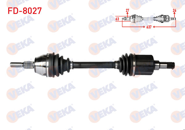 VEKA FD-8027 | Komple Aks Sol Ön Ford Focus III 1.6 TDCI M-T Uzunluk 637mm 2011-2015