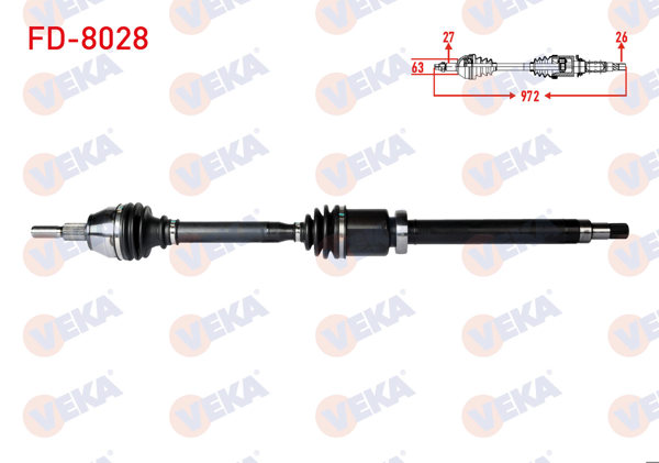 VEKA FD-8028 | Komple Aks Sağ On Ford Focus III 1.6 TDCI M-T Uzunluk 972mm 2011-2015