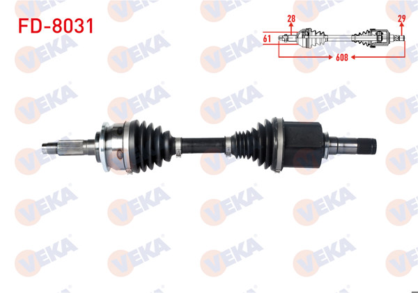 VEKA FD-8031 | Komple Aks Sol Ön Ford Ranger (Tke) 2.2 TDCI-3.2 TDCI A-T / M-T Uzunluk 608mm 2011 -
