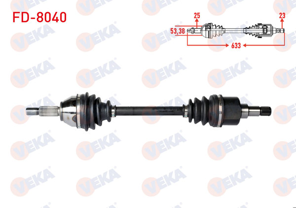 VEKA FD-8040 | Komple Aks Sol Ön Ford Focus I (Daw,Dbw) 1.4İ 16V Uzunluk 633 mm 1998-2004
