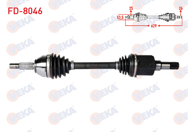 VEKA FD-8046 | Komple Aks Sol Ön Ford Transit Connect 1.8 TDCI 75 Hp Uzunluk 628mm 2002-2013