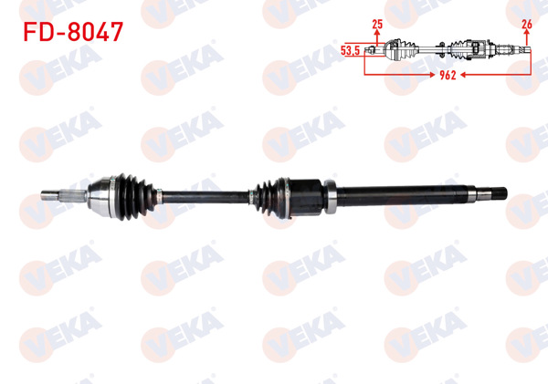 VEKA FD-8047 | Komple Aks Sağ On Ford Transit Connect 1.8 TDCI 75 Hp Uzunluk 962mm 2002-2013