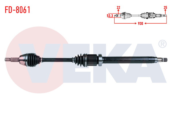 VEKA FD-8061 | Komple Aks Sağ On Ford Fiesta V 1.6İ 16V A-T Uzunluk 930mm 2001-2008