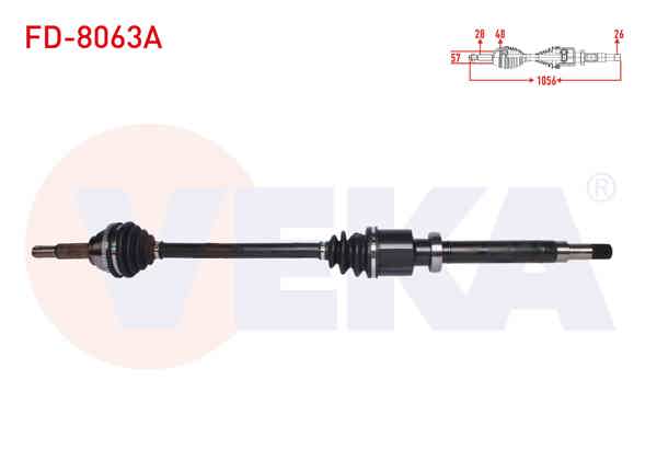 VEKA FD-8063A | Komple Aks Sağ On Ford Transit (V184) 2.0 TDCI (Onden Cekıs) ABS'li 48 Dıs Uzunluk 1056 mm 2000-2006