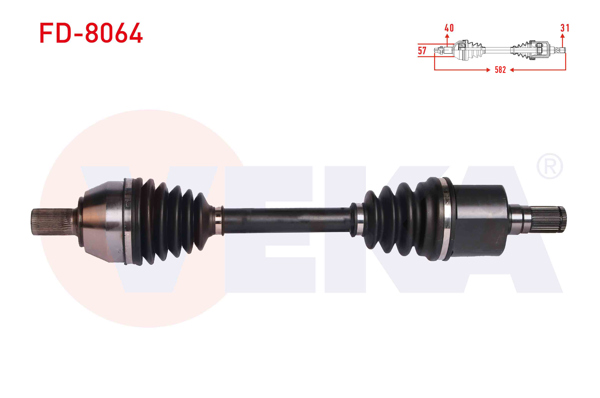 VEKA FD-8064 | Komple Aks Sol Ön Ford Mondeo IV 2.0 TDCI A-T Uzunluk 582 mm 2007-2014