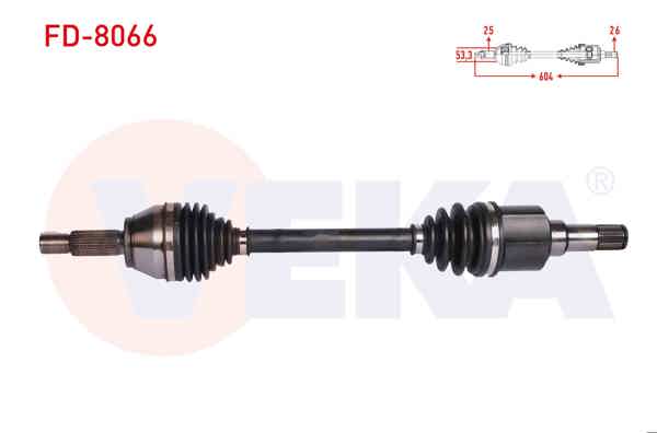 VEKA FD-8066 | Komple Aks Sol Ön Ford Fiesta VI 1.4İ A-T Uzunluk 604 mm 2008-2012