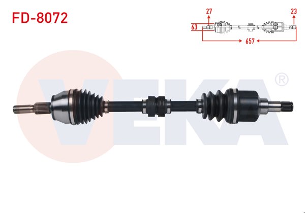 VEKA FD-8072 | Komple Aks Sol Ön Ford Focus III 1.6 Tı-Vct M-T Uzunluk 657 mm 2011-2015