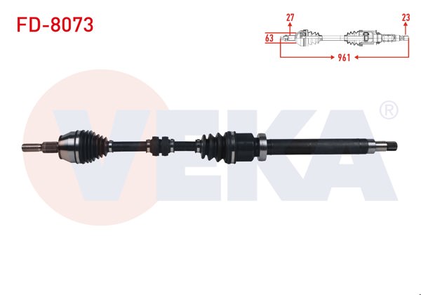 VEKA FD-8073 | Komple Aks Sağ On Ford Focus III 1.6 Tı-Vct M-T Uzunluk 961 mm 2011-2015