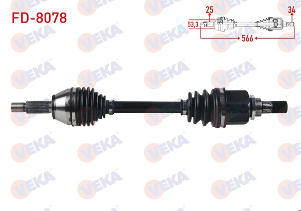 VEKA FD-8078 | Komple Aks Sol Ön Ford Fiesta VI 1.0-1.6 Ti A-T 2012-/ B-Max 1.6İ A-T Uzunluk 566mm 2012 -