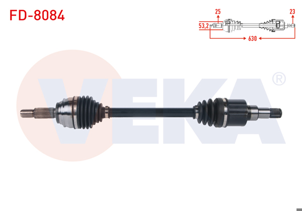 VEKA FD-8084 | Komple Aks Sol Ön Uzuznluk 630mm Ford Fiesta VII 1.5 TDCI M-T 6 İleri 2017 -
